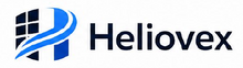 Heliovex logo with a blue and black design on a white background